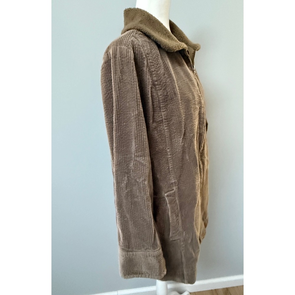 J. Jill Heritage Tumbled Cord Coat Tan Brown Corduroy Sherpa Lined Size‎ Large P - Picture 3 of 12